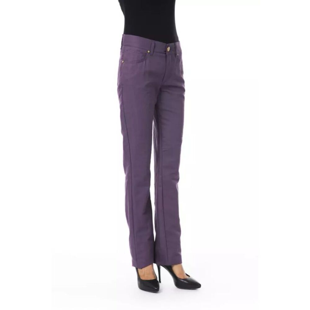 BYBLOS Purple Cotton Women Women's Pant